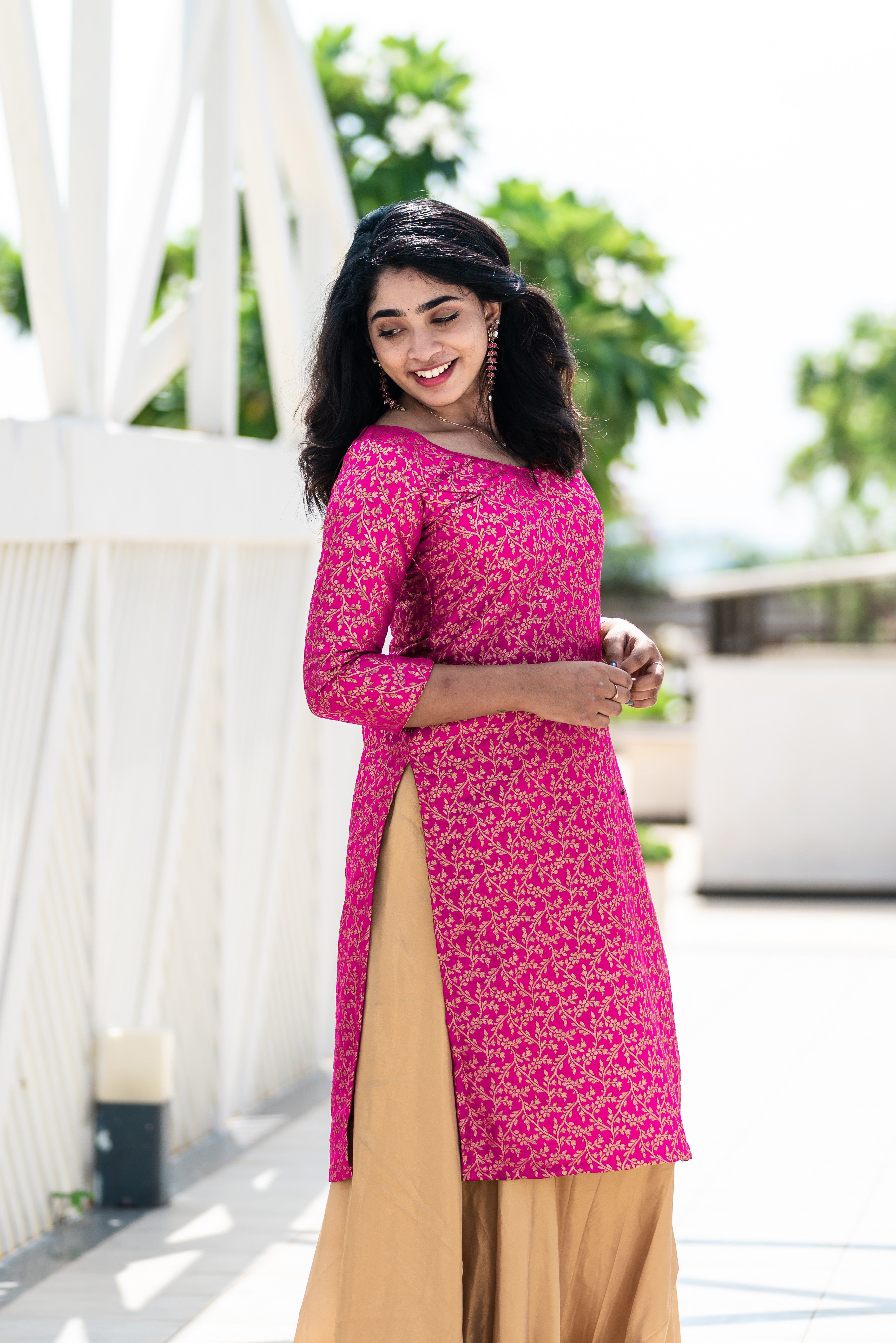 Buy Pink Embroidered Cotton Straight Kurta With Trousers & Dupatta Online  at Rs.1979 | Libas
